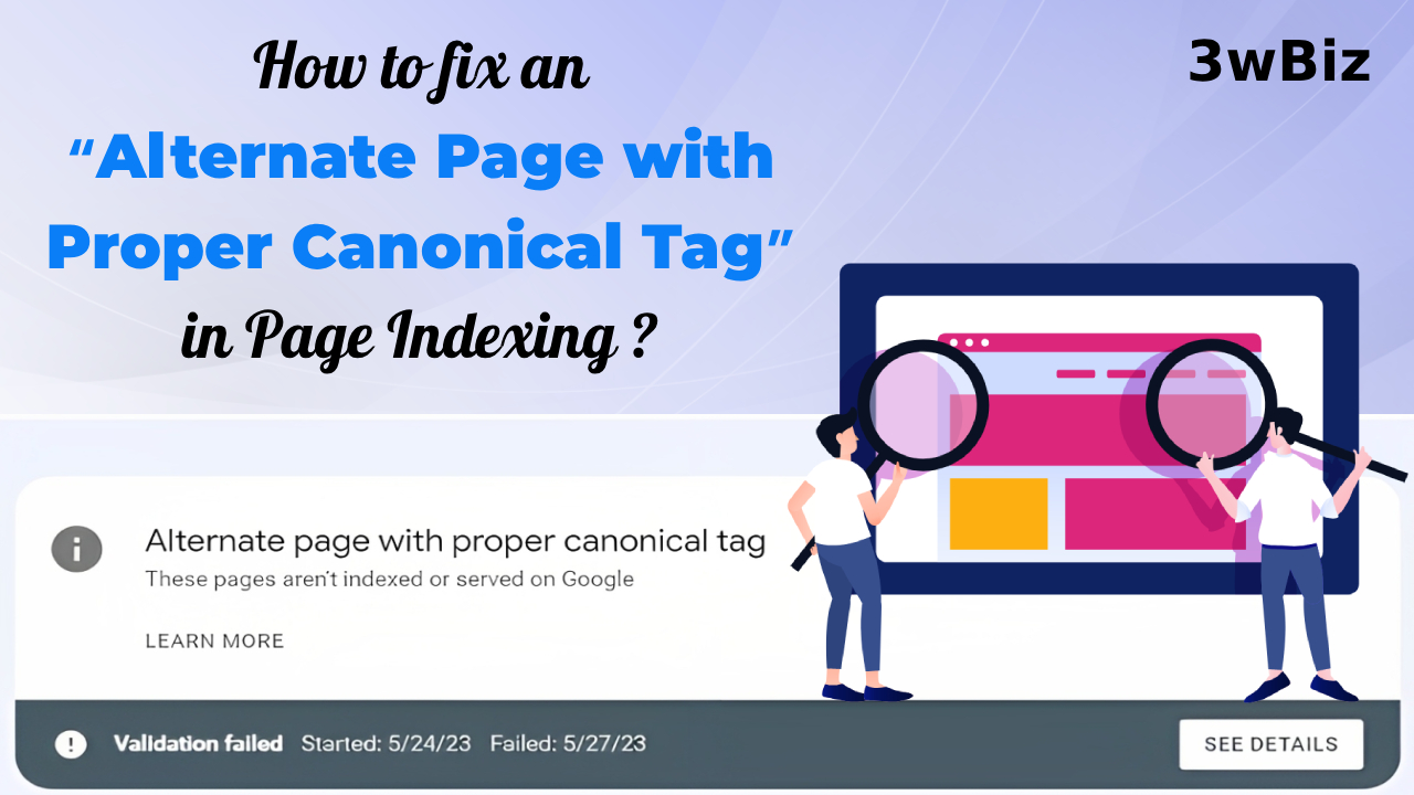 How to fix an alternate page with proper canonical tag in page indexing
