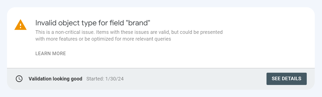 Invalid object type for field "brand"