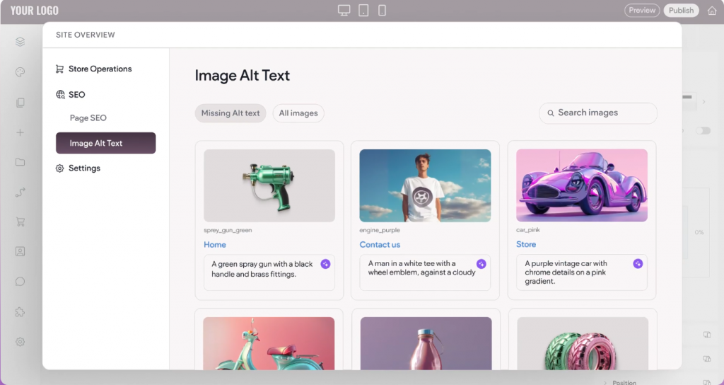 Website customization options on Wix, emphasizing ease of use and advanced design features.