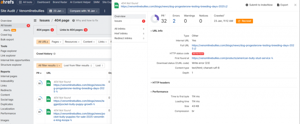 Ahrefs Site Audit: What “404 Page” Error Means & How to Fix
